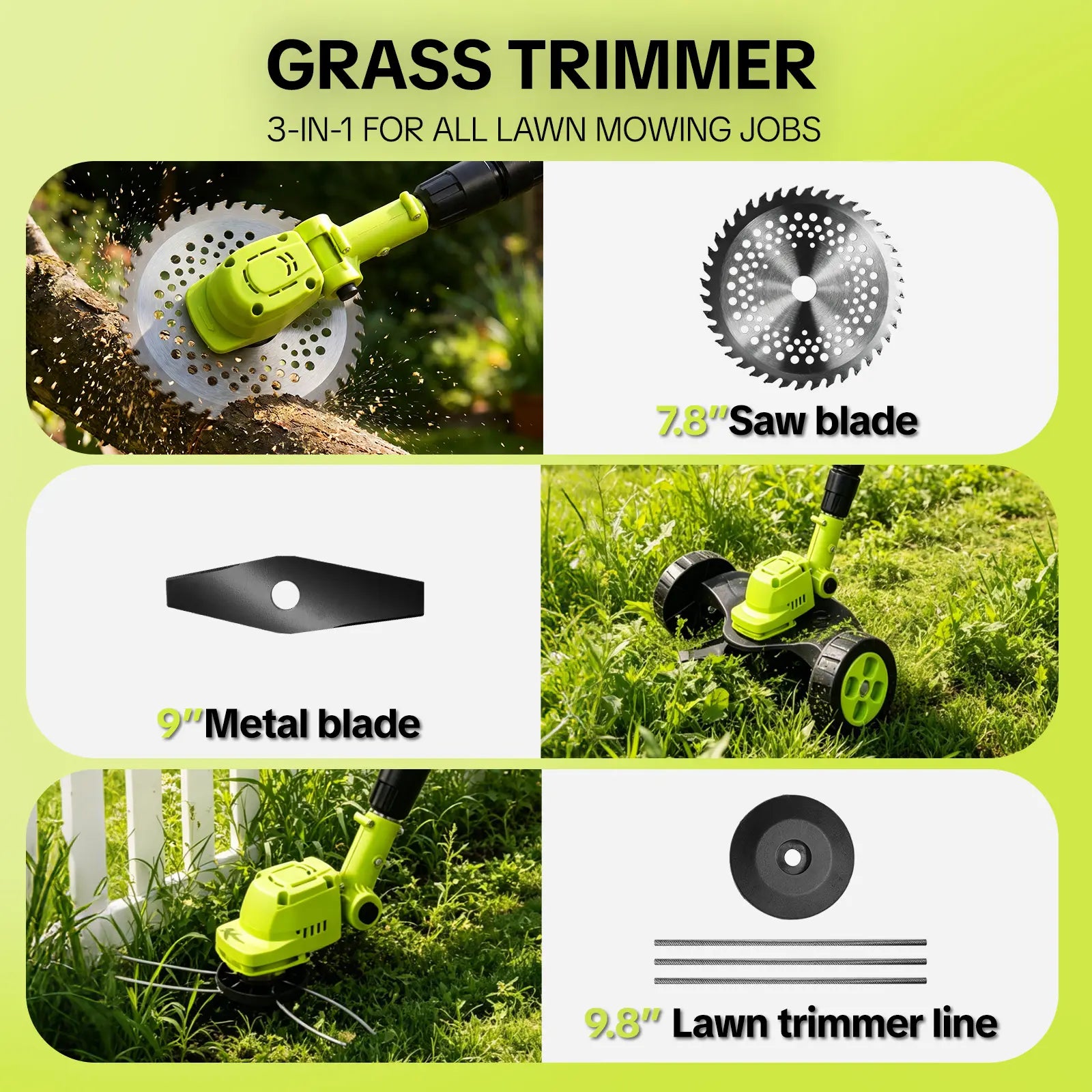 SEESE 3-in-1 Cordless Lawn Mower