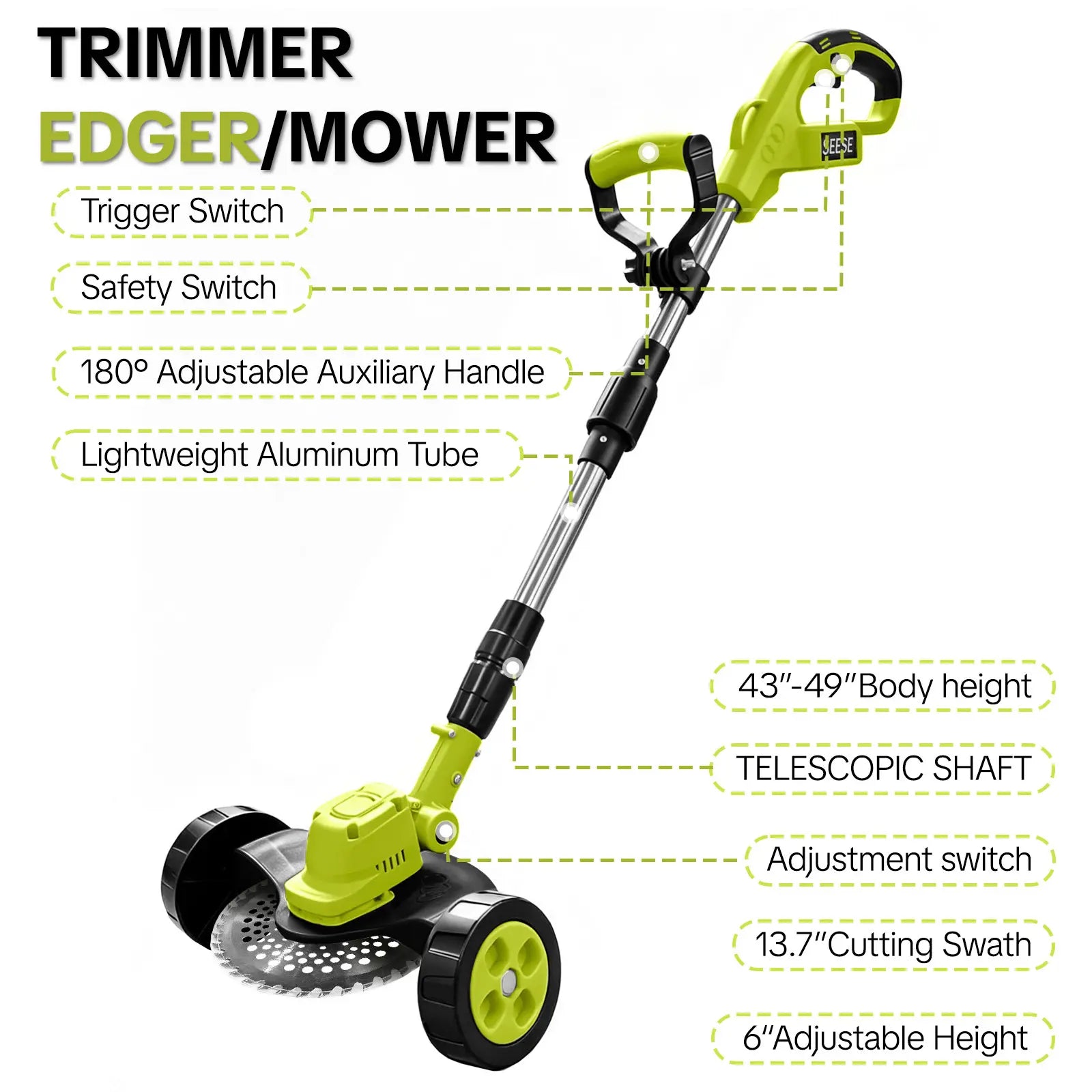 SEESE 3-in-1 Cordless Lawn Mower