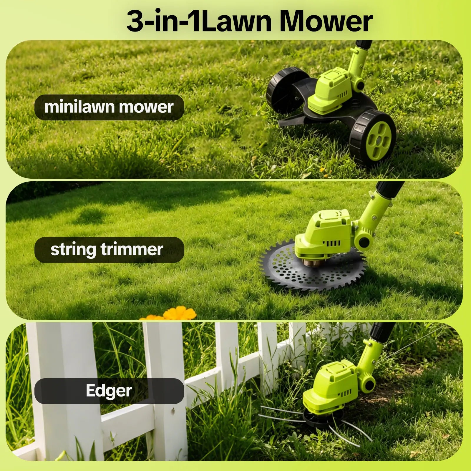 SEESE 3-in-1 Cordless Lawn Mower
